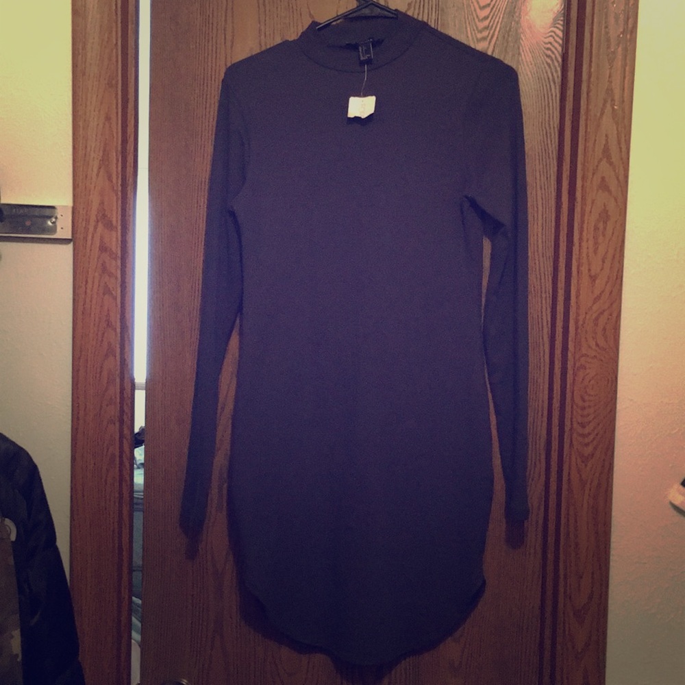 Forever 21 Dark Grey High Neck Bodycon Dress